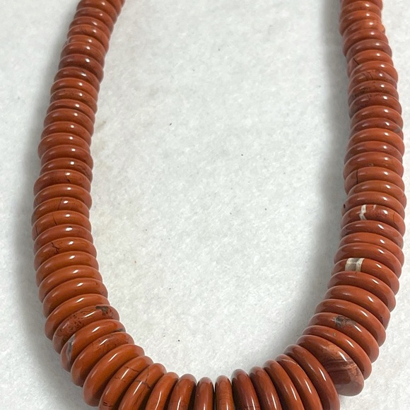 Vintage Sterling Silver Red Jasper Necklace - Picture 3 of 7